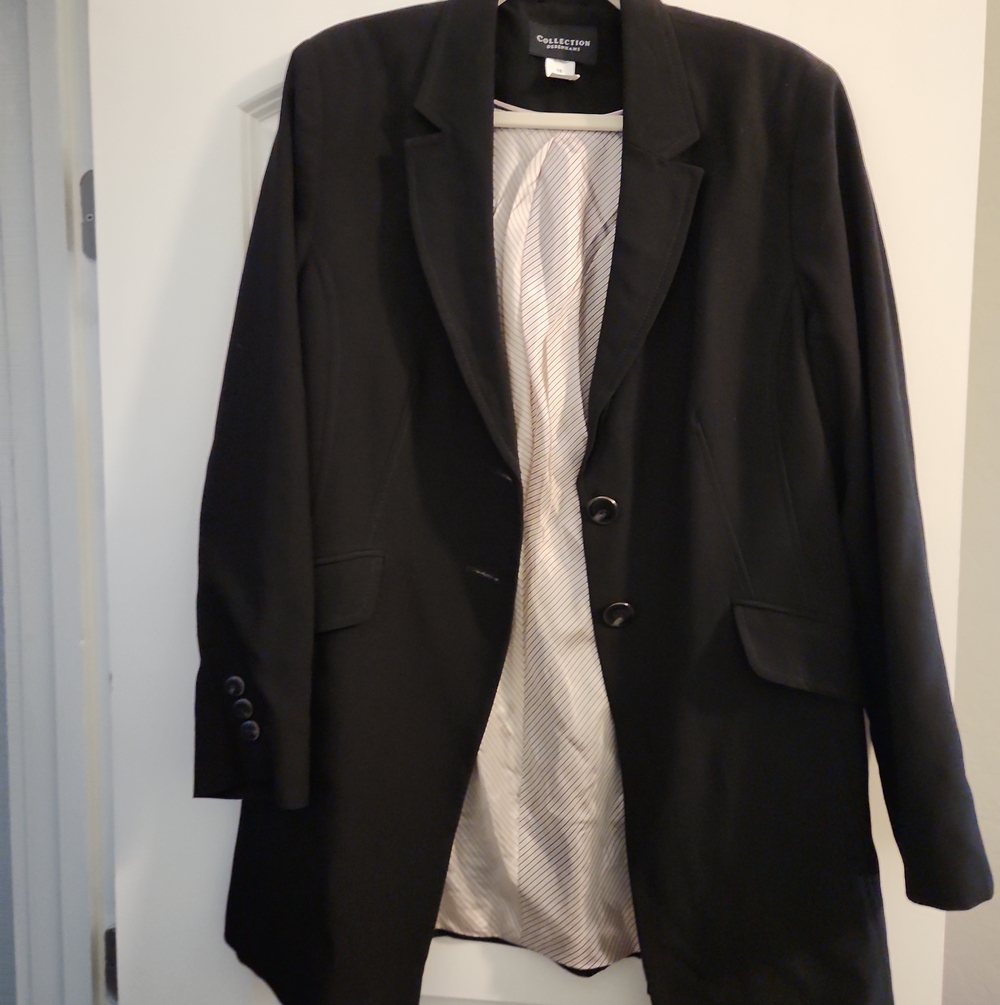 Collection B Black Women's Blazer with Light Striped Lining